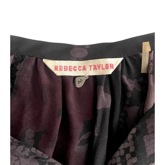 Rebecca Taylor Silk Dark Floral Lace Babydoll Top Romantic Witchy Whimsigoth 2 - Picture 7 of 11